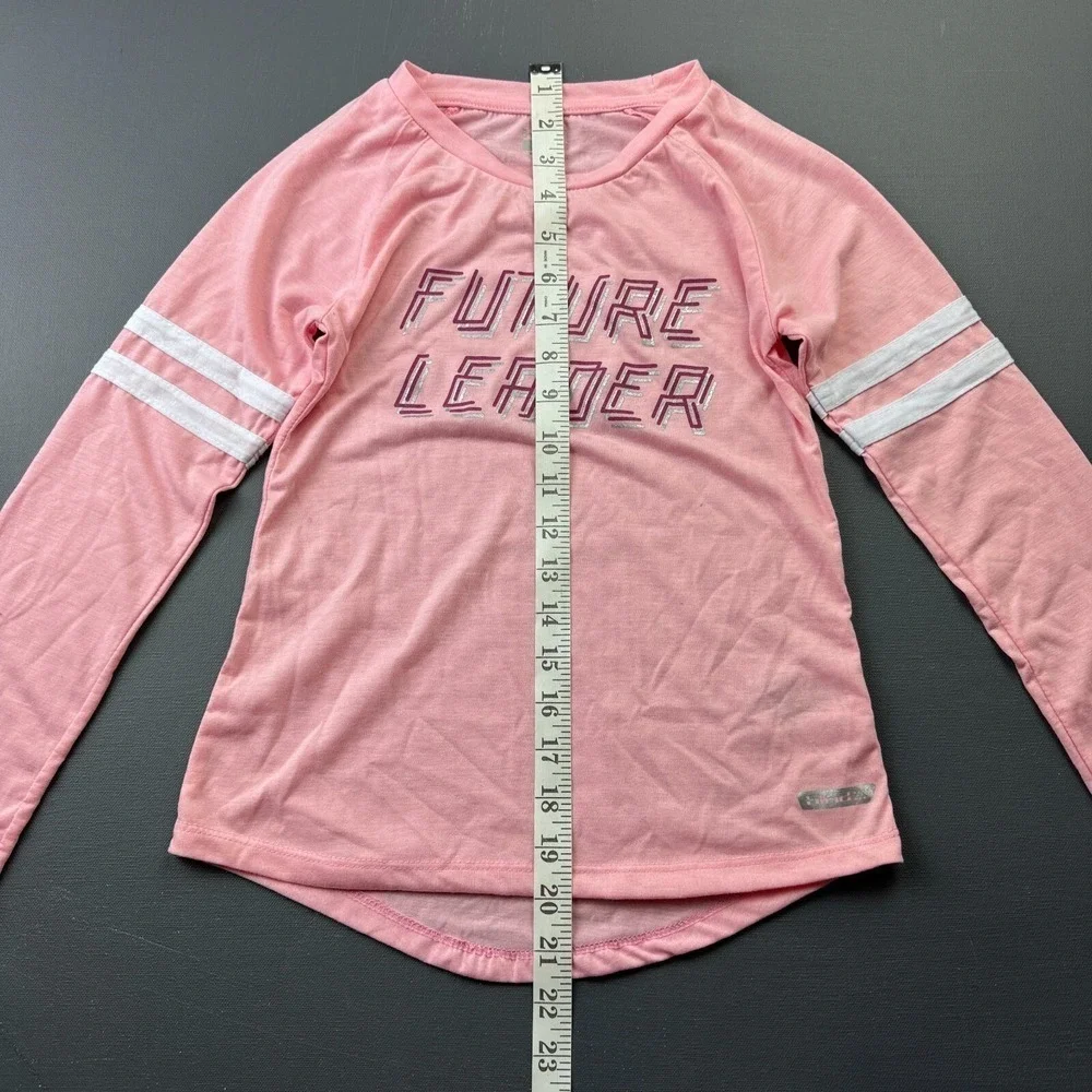 Hind Girls Size 10/12 Pink Future Leader Graphic Long Sleeve Athletic Shirt Tee